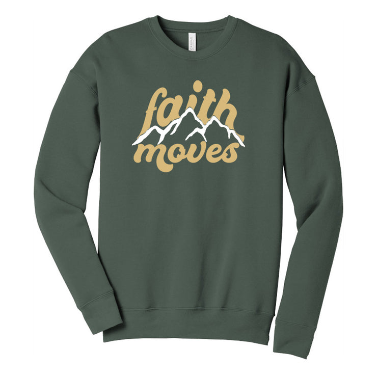 Faith Moves Crewneck - Military Green - Stained Glass Apparel